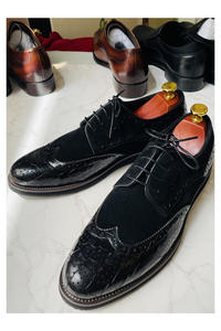 รองเท้าหนังวัวฟูลเกรนแบบสั่งทำพิเศษสำหรับผู้ชาย รองเท้าหนังสีดำ รองเท้าหนังดีไซน์สำหรับผู้ชายและรองเท้าอ็อกซ์ฟอร์ด - Product Image 3