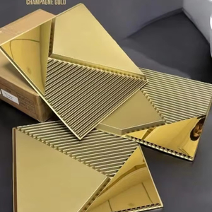 Hiện đại Gương 3D tấm Tường PVC Vàng nhựa ốp tường - Product Image 1
