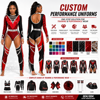 Uniforme de Baile Majorette Personalizado, Rojo y Negro, con Pedrería, Flecos de Leopardo, Leotardo, Conjunto de Entrenamiento, Chaqueta de Calentamiento, Accesorios, OEM, ODM