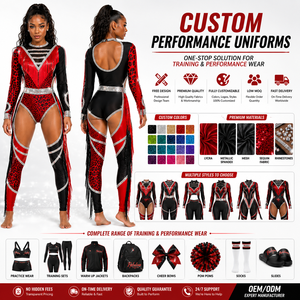 Tenue de danse majorette personnalisée rouge et noire avec strass, justaucorps à franges léopard, ensemble d'entraînement, veste d'échauffement, accessoires OEM ODM - Product Image 2