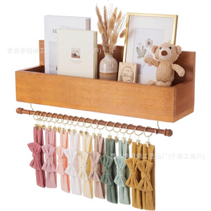 Wooden wall-mounted <b>baby</b> <b>headband</b> and toy display rack, hair tie storage rack, kitchen condiment and dishcloth organizer. - Product Image 1