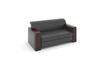 Fauteuil de bureau individuel Cleveland, canapé de réception moderne, accoudoir en placage de noyer, fauteuil de visiteur en cuir véritable et microfibre