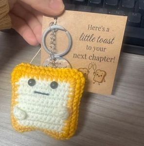 Hand-knitted Minimalist Bee Cotton Thread Pendant for <b>Bag</b> and Keychain for wings Design - Product Image 5