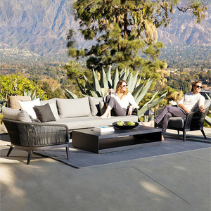 Sofá de jardín de teca para exteriores de madera maciza moderna de alta calidad para todo tipo de clima, muebles de patio con una sola otomana para hoteles - Product Image 4