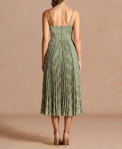 Nuevo Vestido Midi Elegante Color Verde Azulado Platino para Mujer, Cintura Alta, Casual, para Diario o Fiesta - Product Image 4