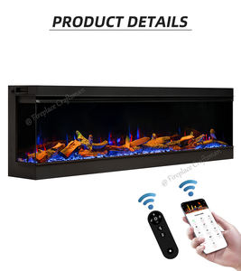 Meuble <span class=keywords><strong>de</strong></span> rangement moderne pour TV et support mural 3D effet flamme feu Meuble en bois véritable <span class=keywords><strong>avec</strong></span> cheminée à 3 faces - Product Image 3