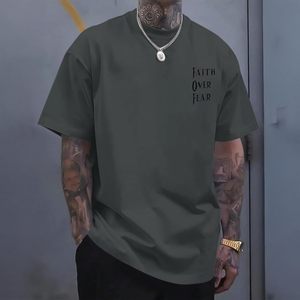 T-shirt FOXA Christian Faith Over Fear pour homme, t-shirt graphique religieux surdimensionné avec motif croix, 100% coton, manches courtes - Product Image 6