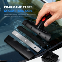 KUNAISI K-E-20 Grattoir professionnel en plastique et métal à long manche avec lame en caoutchouc pour le nettoyage, l'élimination des autocollants de voiture et le décapage des vitres