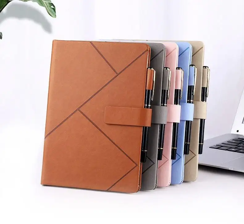 Benutzer definierte A5 Luxus PU Lederbezug Tagebuch Planer Notizbuch Journal mit Magnet verschluss und Stift halter
