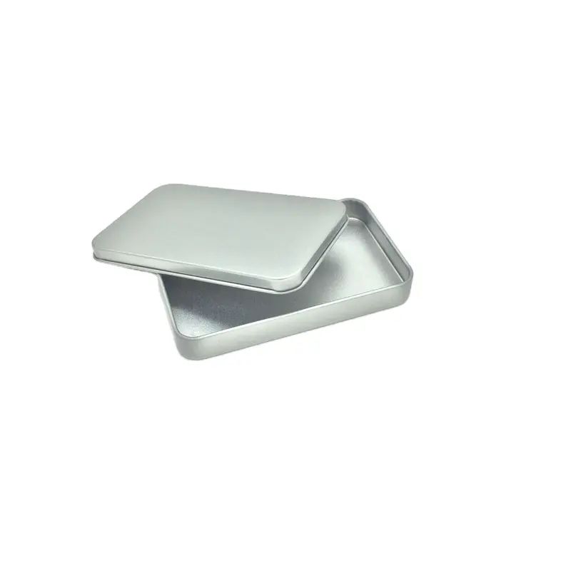 Boîte métallique en étain pour carte cadeau, petit coffret en étain pour emballage blanc 106x63x13mm