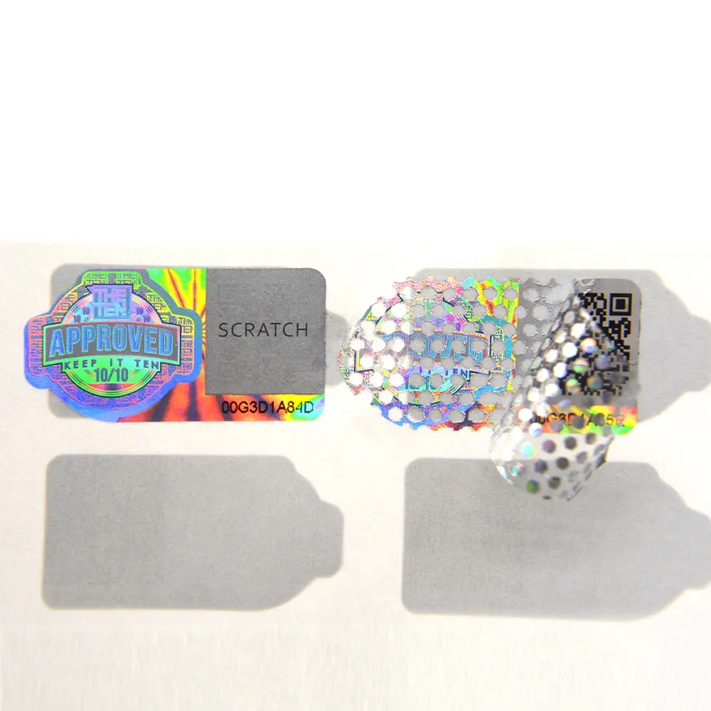 Aangepaste Anti-Nep Laser Barcode Label Reflecterende Folie Hologram Sticker Differentiële Holografische Serienummer Label