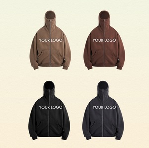 เสื้อแจ็คเก็ตมีฮู้ดแบบซิปสำหรับฤดูหนาว ผ้าฝ้ายถัก 100% เป็นมิตรกับสิ่งแวดล้อม กันลม ปักโลโก้ได้ น้ำหนัก 360 กรัม ผ้าฟลีซโพลาร์  พร้อมหน้ากากปิดหน้าสำหรับผู้ชาย - Product Image 2