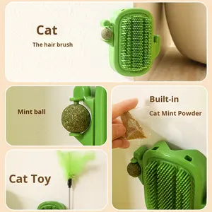 선인장 모양 고양이 실내 벽 모서리 헤어 브러시 고양이 틱클러 벨과 선인장 막대 포함 셀프 틱클링 장난감 - Product Image 4