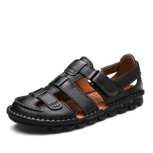 Sandalias Planas de Verano para Hombre, de Cuero Genuino, Punta Cerrada, con Correa de Hebilla, Antideslizantes, Casuales, para Exteriores, Talla 47 48 - Product Image 3