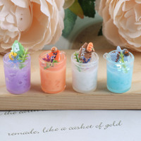 Miniature de tasse à smoothie, jouet décoratif, accessoire de maison de poupée DIY, modèle de tasse de boisson glacée d'été au citron et aux algues, micro-paysage