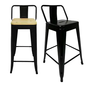 Vente en gros tabouret de bar en métal hauteur fait à la main de 30 pouces chaises de bar hautes commerciales noires tabourets de bar pour restaurants de comptoir de cuisine
