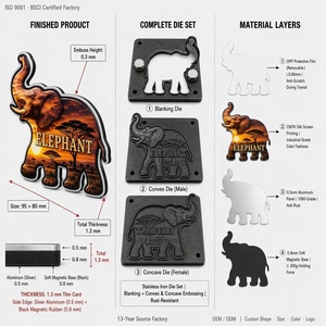 WF Magnete Souvenir Personalizzato a Forma di <span class=keywords><strong>Elefante</strong></span>, Spessore 1,3mm, Magnete per Frigorifero in Alluminio, Durevole, con Stampa Offset 3D in Rilievo - Product Image 1