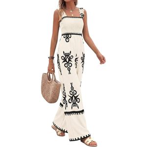 Womens Jumpsuit Boho Summer Wide Leg High Waist Knitted One Piece Casual Beach Outfit With Pockets - Product Image 4