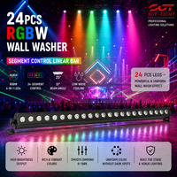 Lampu LED Wall Washer Bar 24x8W RGBW 4in1 Lensa 25 Derajat DMX512 Master Slave 10CH 34CH Aktif Suara AC110-220V untuk Panggung