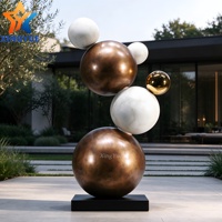 Sculpture abstraite en sphères empilées en acier inoxydable sur mesure, art métallique d'intérieur et d'extérieur pour hall d'hôtel, villa, jardin, place publique, parc