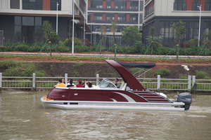 Lujo 27ft Fibra de vidrio Deporte Yate Outboard Powered Pontoon Boat para <span class=keywords><strong>Ocean</strong></span> Sightseeing Sailing Challenges - Product Image 2