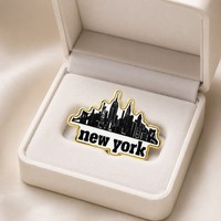 Épinglette en émail personnalisée, gravée sur mesure, thème Tourisme Urbain, Motif Panorama de New York, Vente en Gros, Fabricant OEM