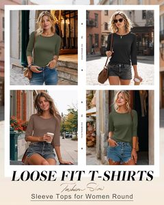 Camisetas de Manga Corta para Mujer, Cuello Redondo, Estilo Básico Elegante, Casual, Moderno, Corte Holgado - Product Image 4