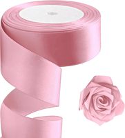 Obral besar poliester berkilau 38mm 1.5 inci 4cm 50 yard gulungan pita Satin dua sisi untuk pembungkus Hadiah bunga mawar abadi