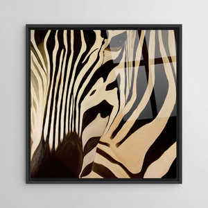 Printed Canvas: Abstract Zebra Art in Gold <b>Frame</b>, Tempered Glass Effect,<b>BLACK</b> FRAMED CANVAS - Product Image 2