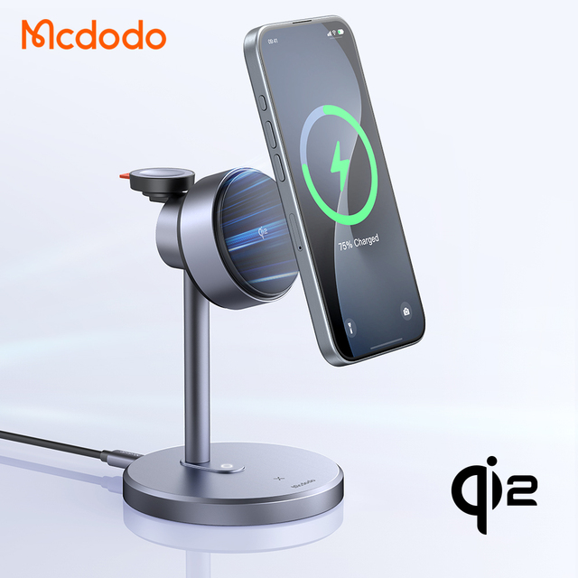 Mcdodo 246 Qi2 15W+5W+2.5W Qi Wireless Charging Stand Magnetic Phone 3 in 1 Charging Station Foldable for iPhone airpods Iwatch