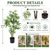 Arbre artificiel Schefflera hyper-réaliste en PE, 120 cm, ignifuge et résistant aux UV, pour Pâques et anniversaires, directement de l'usine, pour aménagement paysager domestique