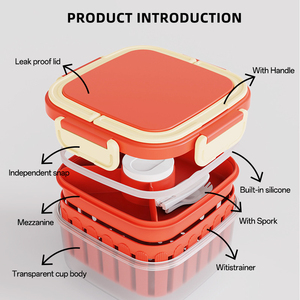 Gobelet à salade carré en plastique PP Bencircle B279 1350 ml avec filtre double couche intégré - Product Image 5