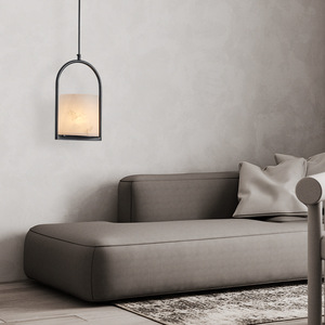 Lámpara colgante de mármol de estilo chino, iluminación LED E27 de un solo cabezal, iluminación rectangular para el hogar, para dormitorio, estudio, sala de té, diseño nórdico - Product Image 4