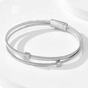 Pulsera de línea dorada de doble capa Rochime, joyería de circón 5a chapada en rodio de Plata de Ley 925 para mujer - Product Image 2