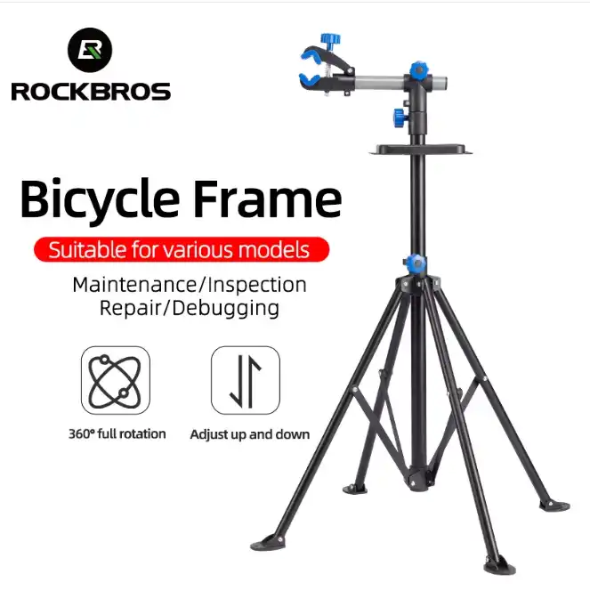 Support Mural De Réparation Vélo ROCKBROS - Rotatif 360°, Dégagement Rapide - Acier