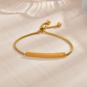 Dainty Children's Jewelry Bracelet Custom Stainless Steel <b>Engraved</b> Blank bar Charm Bracelet - Product Image 2