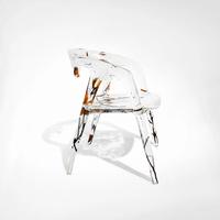 Chaise de salle à manger design moderne, fauteuil d'appoint en résine transparente, fauteuil personnalisé fait main avec spécimen botanique pour villa de luxe