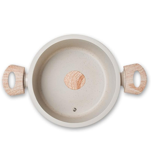 Juego de 6 ollas de cocina con tapas de vidrio y mangos de madera para estufas de gas e inducción, juego de utensilios de cocina antiadherentes de cerámica forjada. - Product Image 3