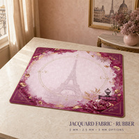 Tapis de Mahjong américain Tile Muse 80x80cm, thème Tour Eiffel Paris, motif floral rose bordeaux pour jeux en famille et jeux de club