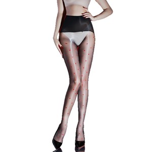 Red Heart Patterned Ultra Thin Nylon Stockings Seamless Crotch Women's Transparent Nightclub Wear - Product Image 5