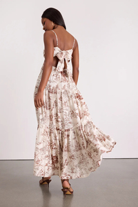 Robe longue à imprimé floral avec décolleté en cœur, bretelles spaghetti, coupe trapèze, en mousseline, style bohème, robe d'été décontractée - Product Image 3