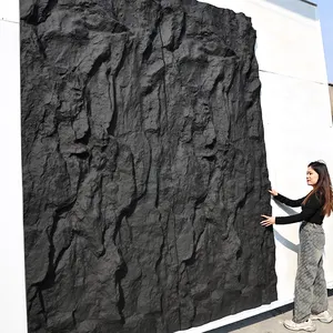 Pu stone wall panel polyurethane stone panel 3D wall panel board artificial light weight slate stone continuous texture big slab
