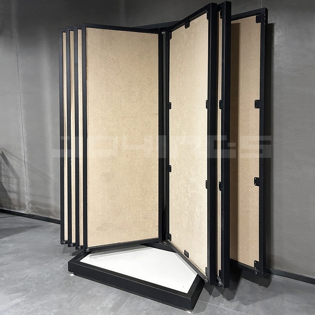 Hot Sale Steel Stone Display Rack Turnover Display Rotate Granite Slab Stand for Artificial Marble Floor Tile Showroom Displays