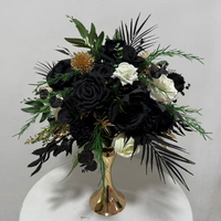 Ensemble floral noir et or personnalisé pour mariage, anniversaire, bouquet de mariée, boule de fleurs, rangée de fleurs, centre de table, décoration d'événements