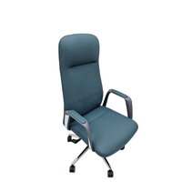 Chaise de bureau ergonomique moderne à dossier haut avec base pivotante en métal, chaise de direction de luxe en cuir pour cadre supérieur