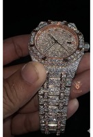 Montre mécanique automatique haut de gamme sertie de diamants, en argent sterling, style hip-hop, avec moissanite, pour hommes