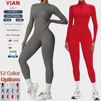 Combinaison pour femme à demi-zip, manches longues, col montant, extensible dans les 4 sens, en nylon et élasthanne, pour yoga et entraînement, avec logo personnalisé, 12 couleurs