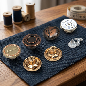 Vintage Metal <b>Jeans</b> <b>Buttons</b> Round Embossed Logo Nickel-Free Denim Fasteners for Clothing - Product Image 1