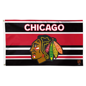 ธง NHL คุณภาพสูง พิมพ์ลายตามสั่ง ขนาด 3x5 ฟุต ผลิตจากโพลีเอสเตอร์ 100% แบบสองด้าน ธงทีมชิคาโก้ แบล็คฮอว์กส์ - Product Image 3