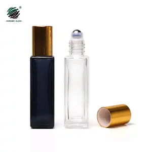 Luxus kosmetik behälter 10ml quadratische Glas rolle auf Flasche mit Metall rolle mit Aluminium kappe für Parfüm